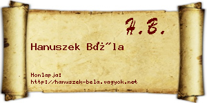 Hanuszek Béla névjegykártya